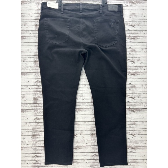 American Eagle Athletic Skinny Jeans Mens 42x32  Airflex+ Destroyed Black Denim - Picture 2 of 11